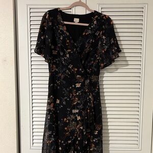 a new day black floral dress XS